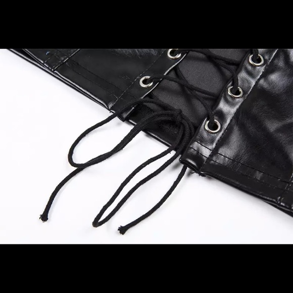 Black faux leather lace up top - Picture 15 of 16